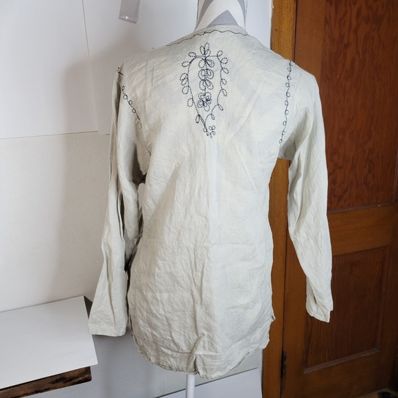 Womens Outfit Petite JPR Linen Embordered Tunic top Tan Size Med - Picture 6 of 9